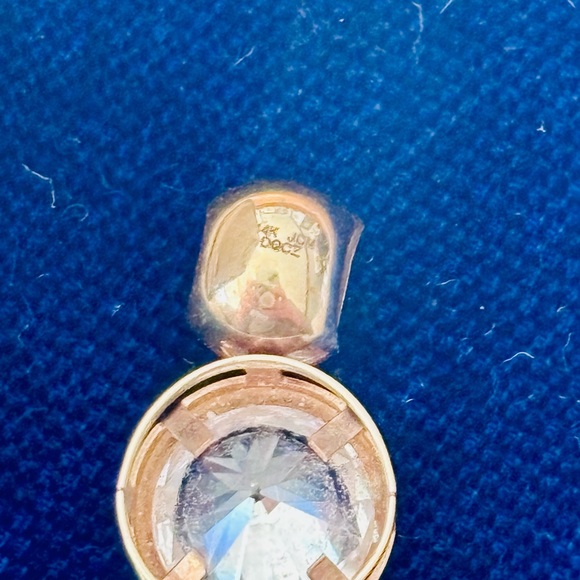 Vintage 14ct Gold diamond Pendant - Large Sparkly Stone DQCZ Diamonique - Picture 3 of 5